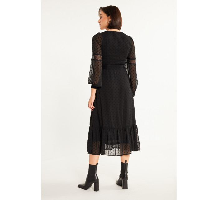 Šaty Monnari Midi šaty z látky Plumeti Black