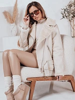 Dámska kožená bunda s ovčou kožušinou NORFDIMA biela FashionStreet TY4735