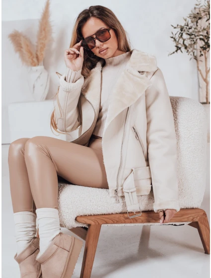 Dámská kožená bunda s ovčí kůží bílá Dstreet model 21981574 - FashionStreet