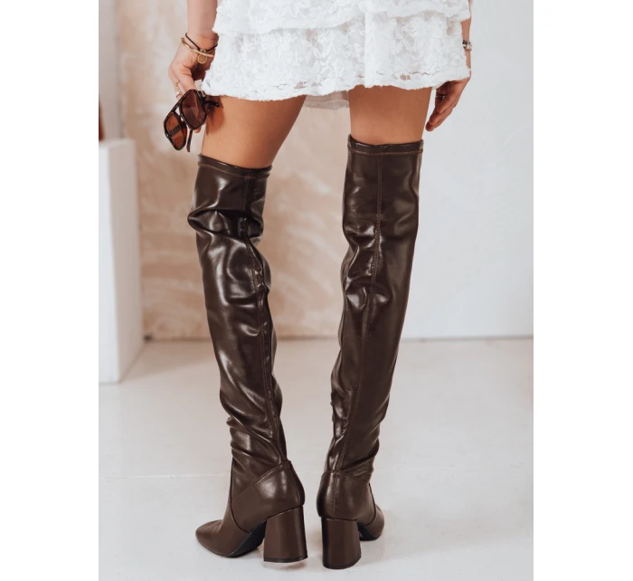 Dámské kozačky nad kolena hnědé model 21993961 - Dstreet Dámské kozačky nad kolena hnědé model 21993961 - Dstreet