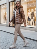 Dámska prešívaná zimná bunda s kapucňou MIRIAL hnedá FashionStreet TY4573z