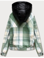 Krátka zelená károvaná košeľová bunda (AG3-1839)