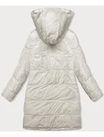 Hrubá obojstranná zimná bunda pre ženy hnedá-ecru (V767)