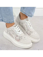 Dámské boty na platformě šněrovací bílé model 22098381 - VINCEZA