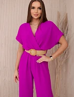 Kombinéza s ozdobným pásom fialová