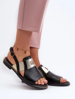 model 21657355 Dámské Kožené Sandály Černé - Zazoo