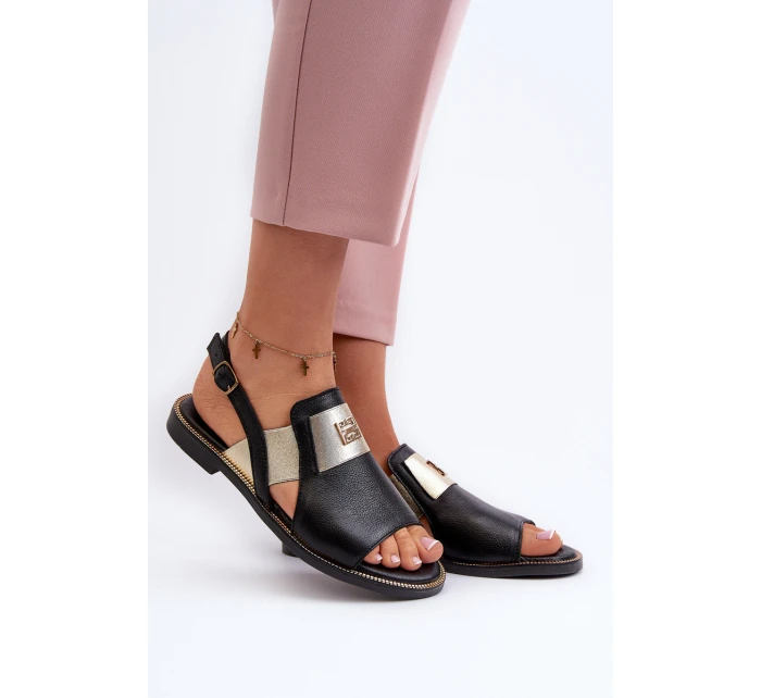 Zazoo 40385 Damskie Skórzane Sandały Czarne