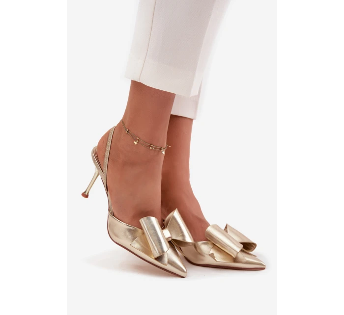 Lodičky s  a mašlí zlaté model 21715231 - Boto