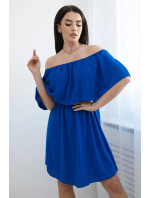 Španielske šaty do pása chrpová modrá