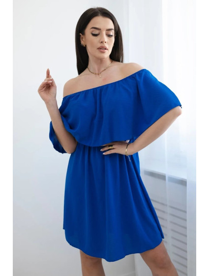 Španielske šaty do pása chrpová modrá