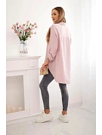 Bavlněná mušelínová košile Plus Size 65622 pudrově růžová - Kesi