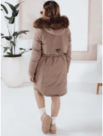 Dámská zimní bunda parka s kapucí tmavě béžová Dstreet model 21991282 - FashionStreet