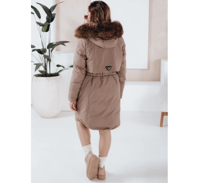 Dámská zimní bunda parka s kapucí tmavě béžová Dstreet model 21991282 - FashionStreet