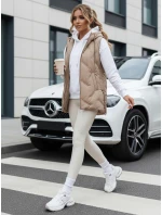 Dámská prošívaná vesta s kapucí v barvě camel Dstreet model 21991384 - FashionStreet