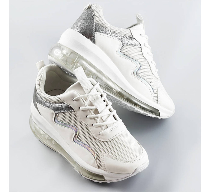 Biele dámske športové topánky s transparentnou podrážkou (YM-148)