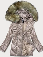 Dámska prechodná bunda s kapucňou camel (H-97)