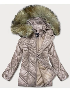 Dámska prechodná bunda s kapucňou camel (H-97)