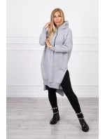 Zateplená mikina s bočnými rázporkami šedá