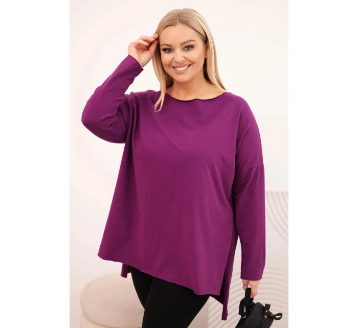 Dámská blůza Plus Size asymetrická s dlouhým rukávem tmavě fialová Dámská blůza Plus Size asymetrická s dlouhým rukávem tmavě fialová