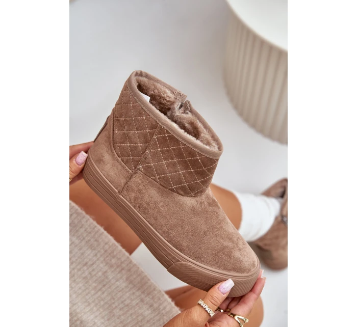 Botki Śniegowce Na Zamek Ocieplane Futerkiem Big Star OO274A524 Beżowe Botki Śniegowce Na Zamek Ocieplane Futerkiem Big Star OO274A524 Beżowe