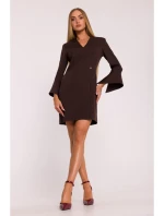 model 21296033 Šaty s širokými manžetami hnědé - Moe