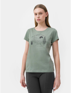 Dámske tričko z organickej bavlny 4FSS23TTSHF273-42S zelené - 4F