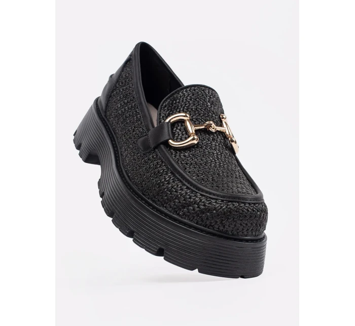 Komfortní mokasíny dámské černé platforma Komfortní mokasíny dámské černé platforma