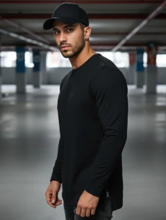 Pánské černé tričko s dlouhým rukávem Dstreet model 21967963 - FashionStreet