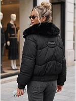 Dámská zimní prošívaná bunda s kožešinou, černá, FashionStreet TY6007 Dámská zimní prošívaná bunda s kožešinou, černá, FashionStreet TY6007