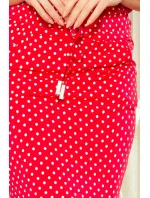 Dámske červené športové bodkované šaty so zaväzovaním a kapsičkami model 7243926