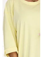 666-2 Bavlněné volné oversize šaty s krátkými rukávy - máslově žluté