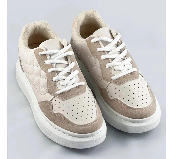 Béžové dámske šnurovacie športové poltopánky (RC-50)