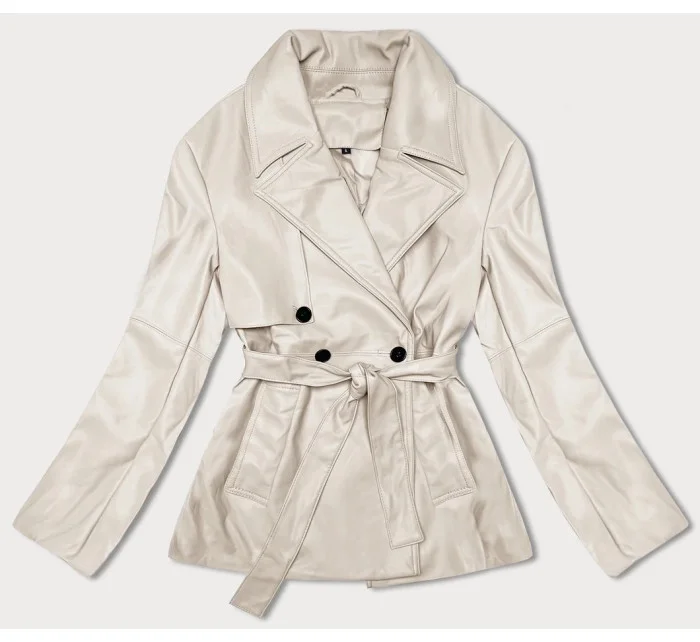 Krátky trenčkot z ekologickej kože J Style v studenej béžovej farbe (11Z8102) Krátky trenčkot z ekologickej kože J Style v studenej béžovej farbe (11Z8102)