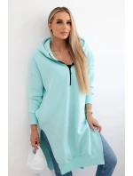 Zateplená mikina s bočnými rozparkami mätová Zateplená mikina s bočnými rozparkami mätová