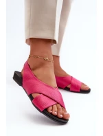 Zazoo 40407 Sandały Skórzane Damskie Fuksja