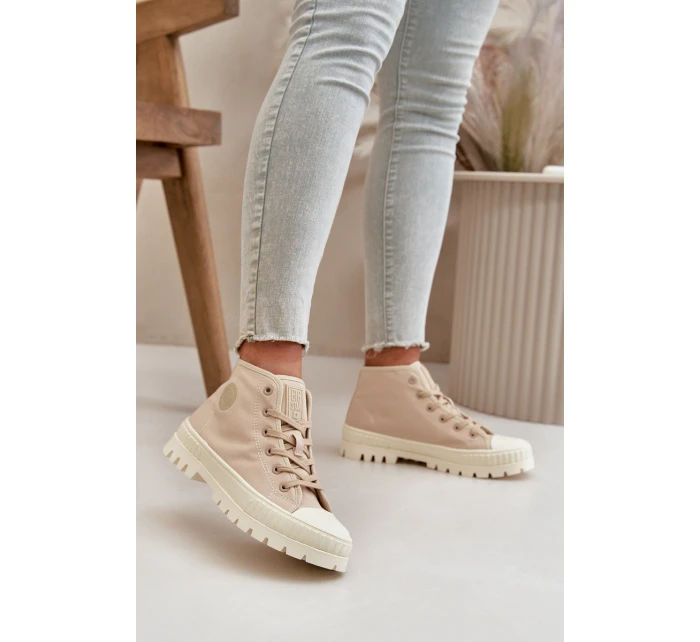 Trampki Damskie Z Cholewką Za Kostkę Big Star OO274006 Beżowe