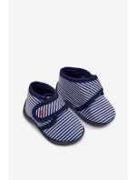Dětské pantofle na suchý zip pruhované tmavě modré Lavelle