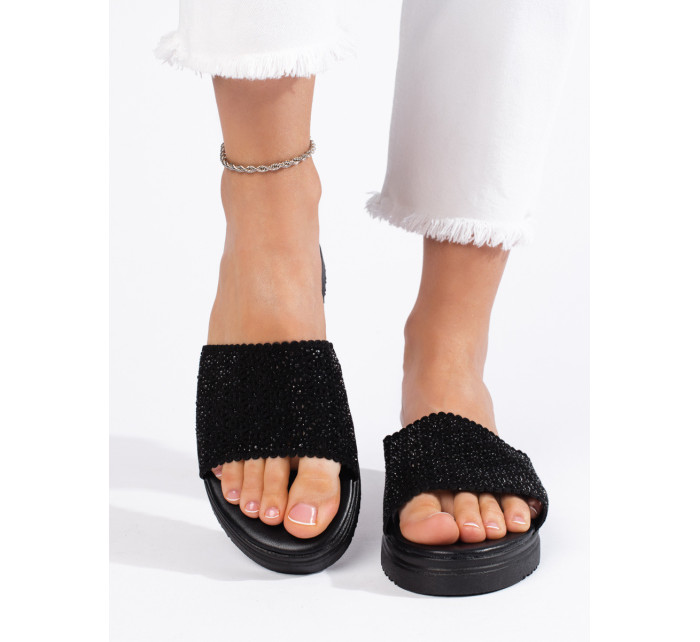 Klasické čierne ponožky na podpätku pre ženy bez podpätku