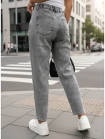 Jeansy damskie mom fit z wysokim stanem szare model 22014078 - FashionStreet