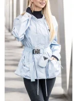 Svetlomodrá krátka dámska bunda s opaskom (AG3-03)