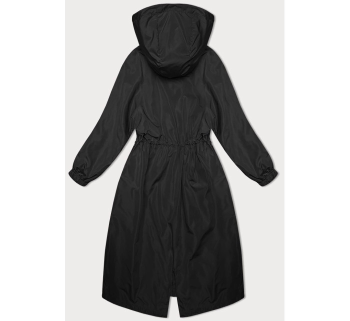 Čierna voľná dlhá bunda s kapucňou (TR982)