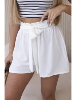 Viskózové šortky viazané v páse biele