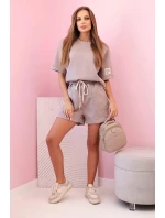 Dámska maslová súprava so šortkami s vysokým pásom béžové odlesky Dámska maslová súprava so šortkami s vysokým pásom béžové odlesky