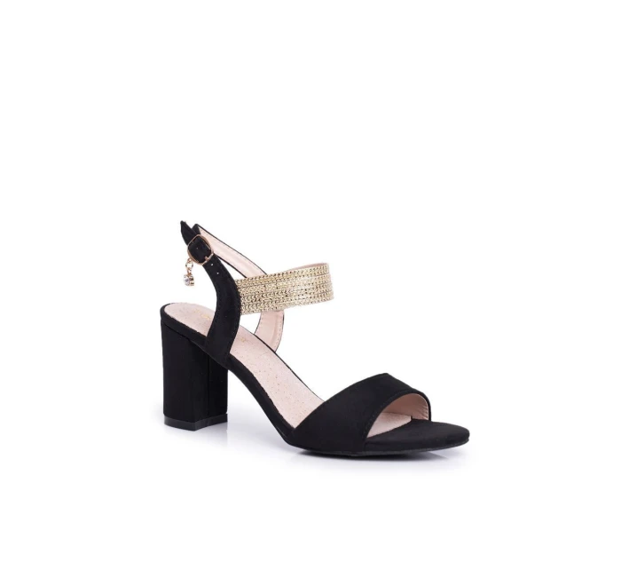 Sandały Damskie Na Słupku Zamszowe Czarne Enjoy Sandały Damskie Na Słupku Zamszowe Czarne Enjoy