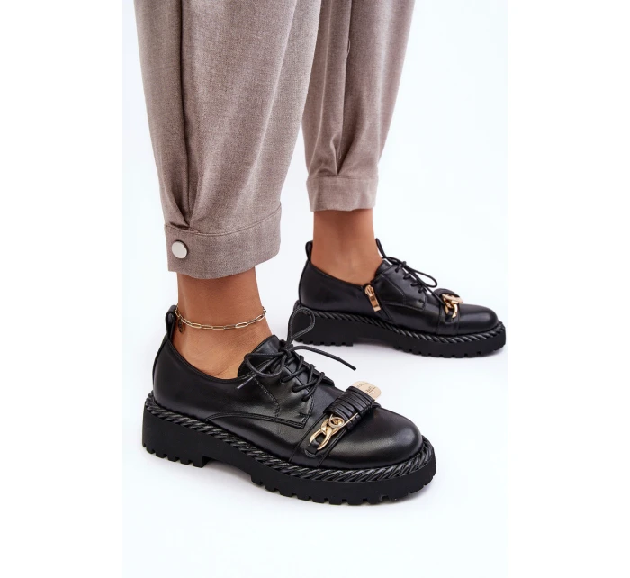 Damskie Skórzane Półbuty D&A MR870-80 Czarne