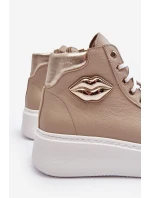 Trampki Damskie Wysokie Na Suwak Lemar Beżowe Katerin Trampki Damskie Wysokie Na Suwak Lemar Beżowe Katerin