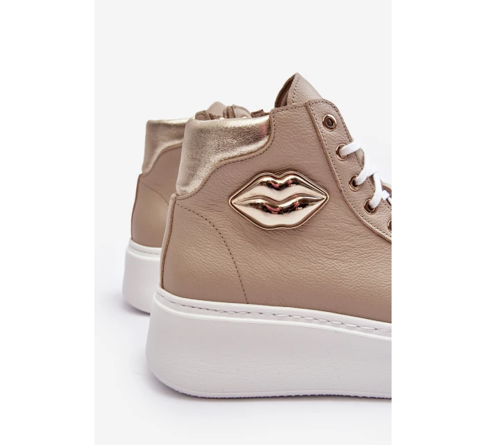 Trampki Damskie Wysokie Na Suwak Lemar Beżowe Katerin Trampki Damskie Wysokie Na Suwak Lemar Beżowe Katerin