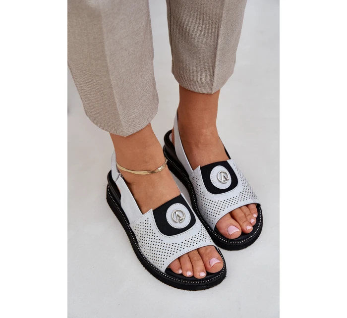 Dámské sandály na klínu stříbrné model 21685243 - Boto