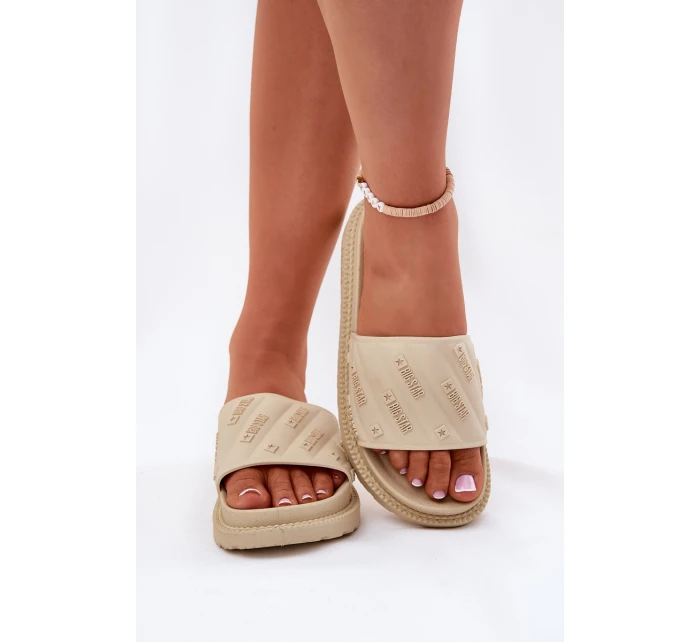 Klapki Damskie Na Platformie Big Star RR274A542 Beżowe