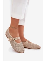 Baleriny Z Plecionką I Paskami Beżowe Partheda Baleriny Z Plecionką I Paskami Beżowe Partheda